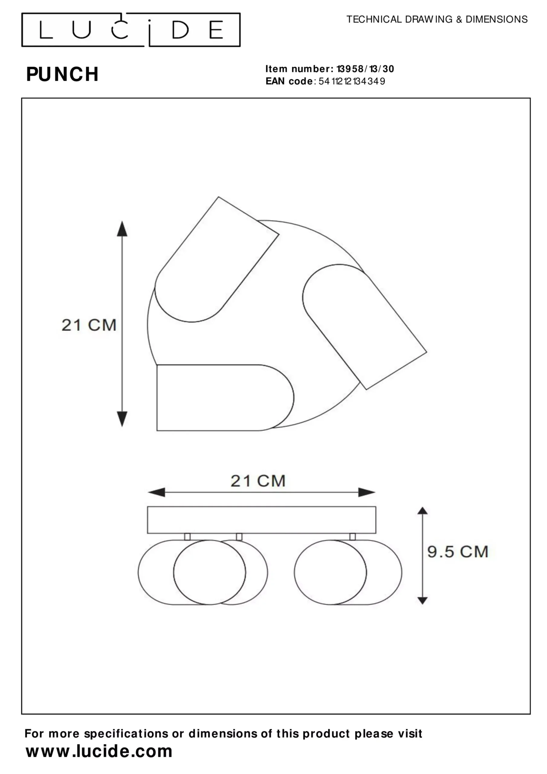 PUNCH - Plafondspot - Ø 21 cm - 3xGU10 - Zwart*Lucide Sale