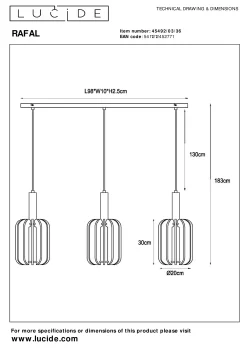 RAFAL - Hanglamp - 3xE27 - Grijs*Lucide Clearance