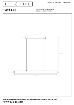 RAYA LED - Hanglamp - LED Dimb. - 1x36W 2700K - Zwart*Lucide Outlet