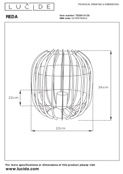 REDA - Tafellamp - Ø 22 cm - 1xE27 - Zwart*Lucide Outlet