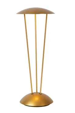 RENEE - Oplaadbare Tafellamp Binnen/Buiten - Accu/Batterij - Ø 12,3 cm - LED Dim to warm - 1x2,2W 2700K/3000K - IP54 - Met draadloos oplaadstation - Mat Goud / Messing*Lucide Shop