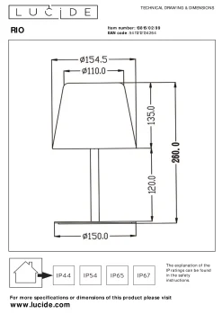 RIO - Oplaadbare Tafellamp Binnen/Buiten - Accu/Batterij - Ø 15,5 cm - LED Dimb. - 1x1,8W 3000K - IP44 - RGB - Multicolor*Lucide Flash Sale