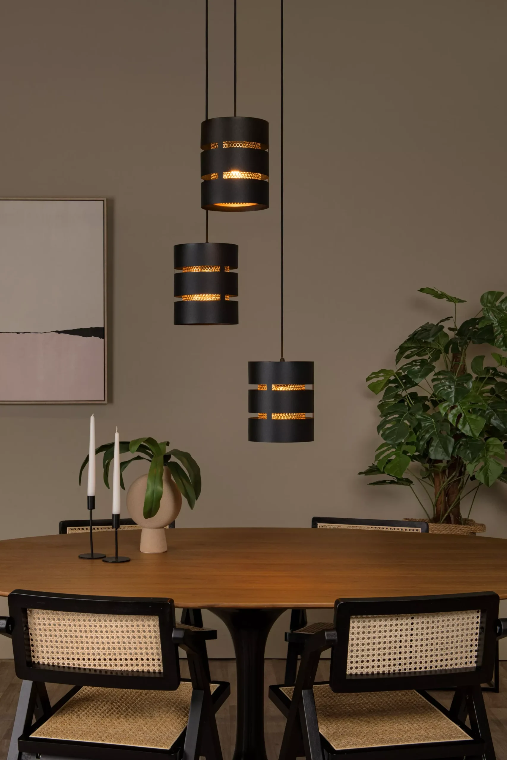 ROSAS - Hanglamp - Ø 43 cm - 3xE27 - Zwart*Lucide Best