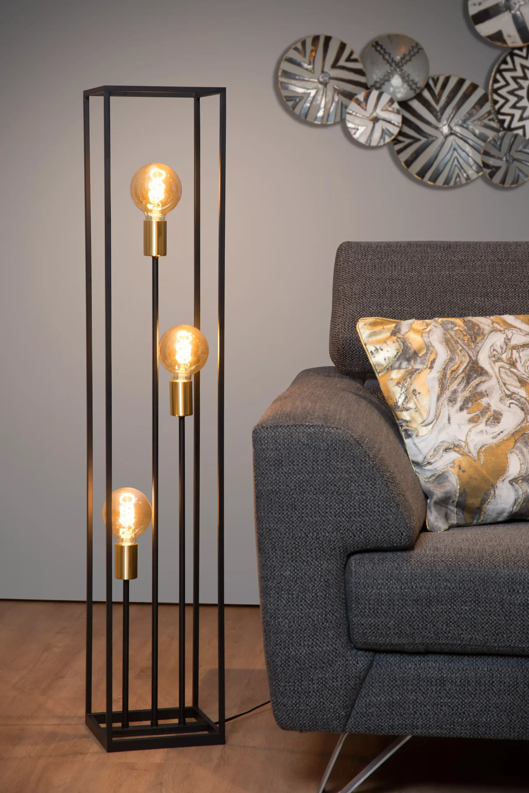 RUBEN - Vloerlamp - 3xE27 - Zwart*Lucide Cheap