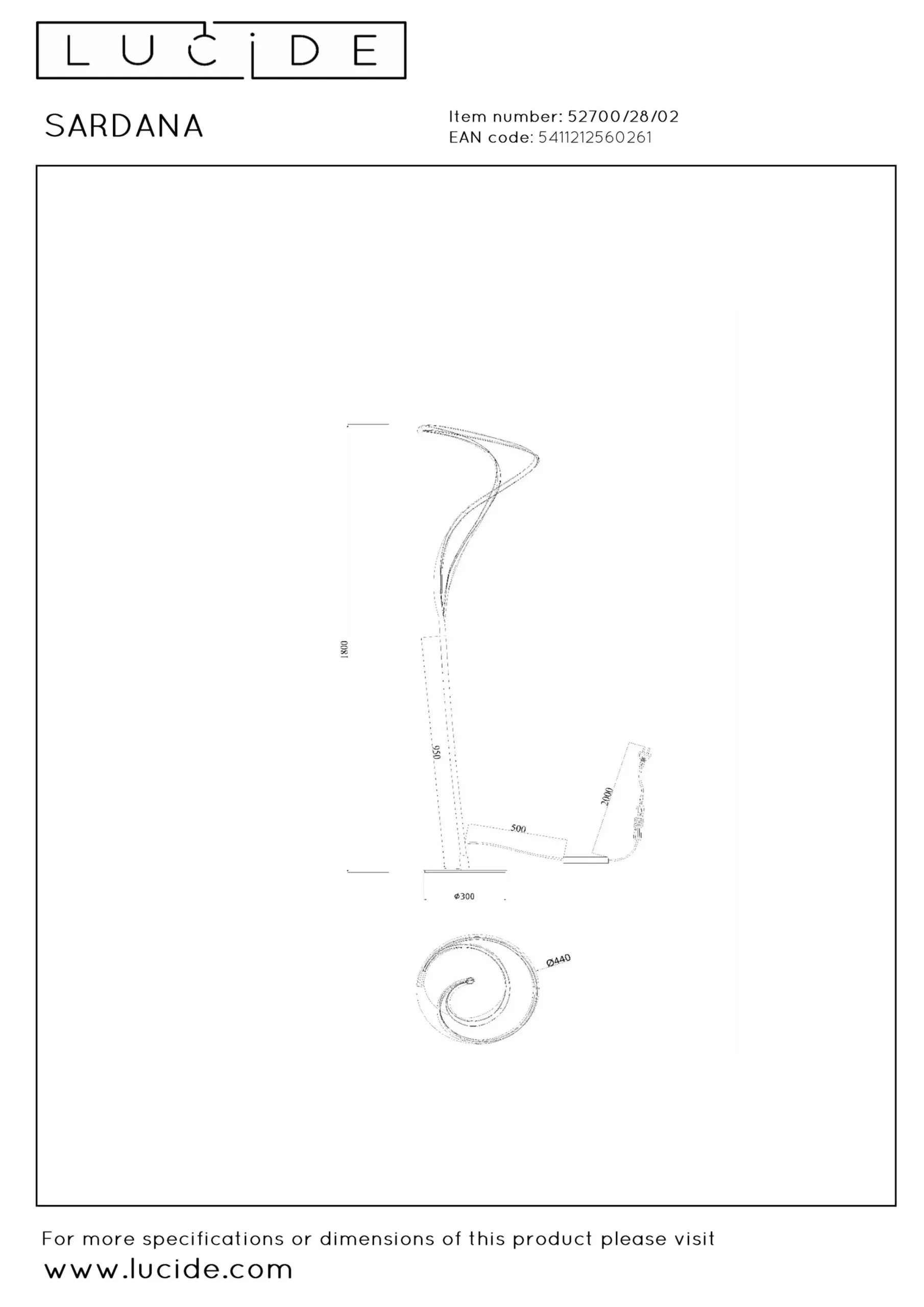 SARDANA - Vloerlamp - Ø 44 cm - LED Dimb. - 1x28W 2700K - Mat Goud / Messing*Lucide Best Sale