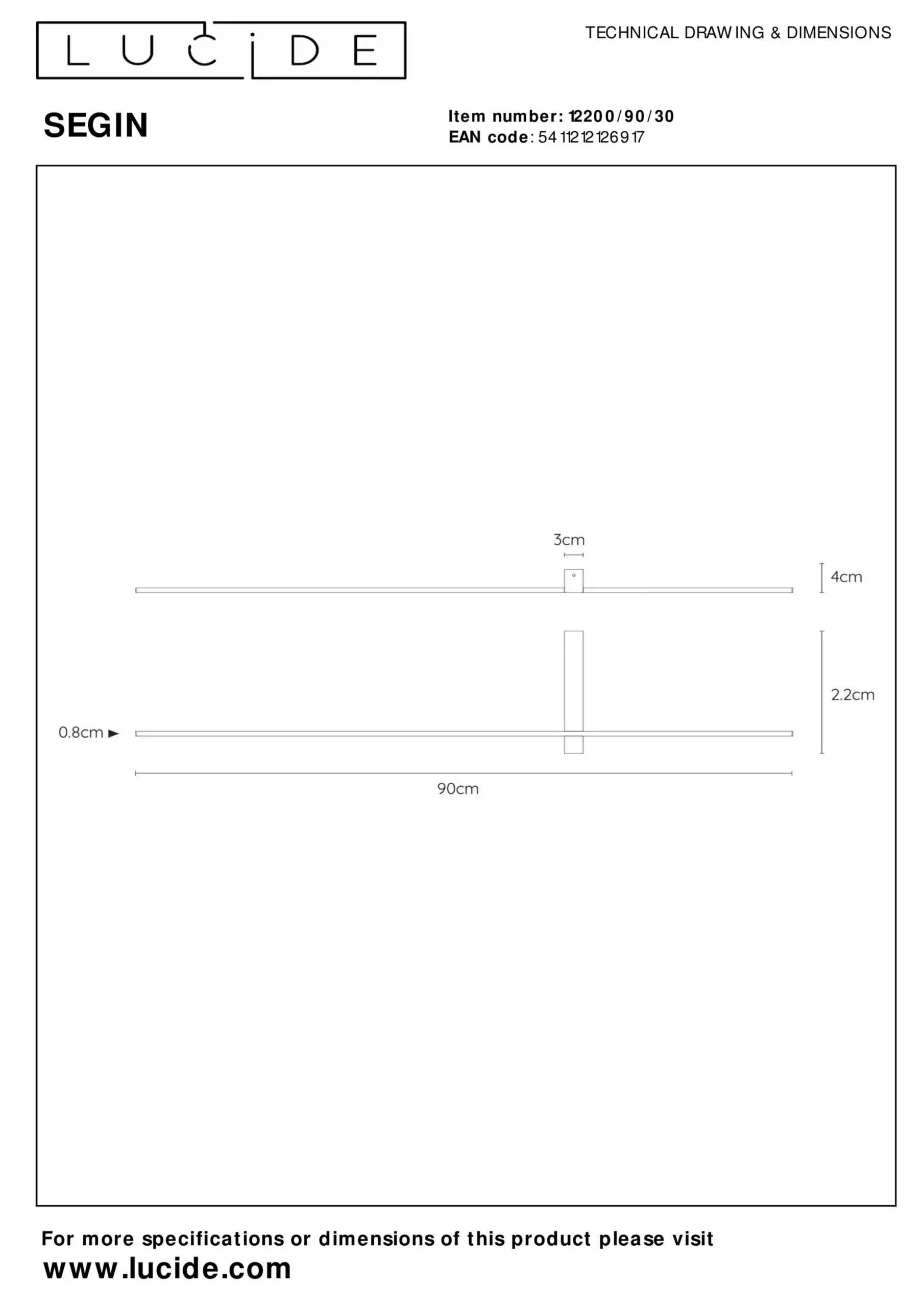 SEGIN - Wandlamp - LED - 1x10W 2700K - Zwart*Lucide Discount