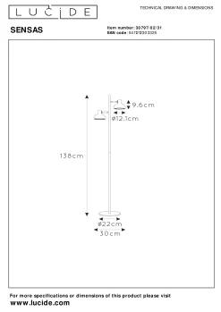 SENSAS - Vloerlamp - 2xGU10 (ES111) - Wit*Lucide Best