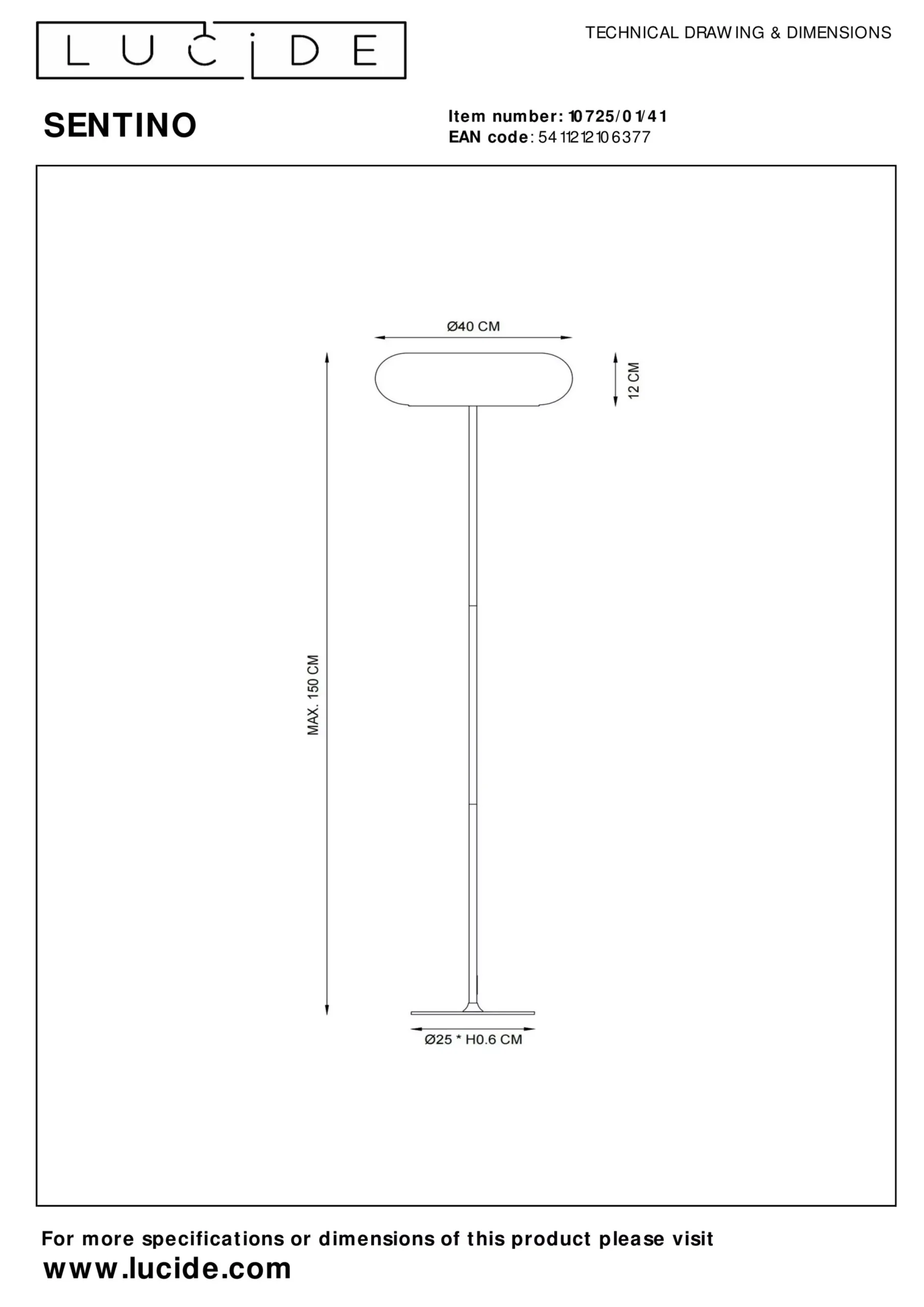 SENTINO - Vloerlamp - Ø 40 cm - 3xG9 - Taupe*Lucide Hot