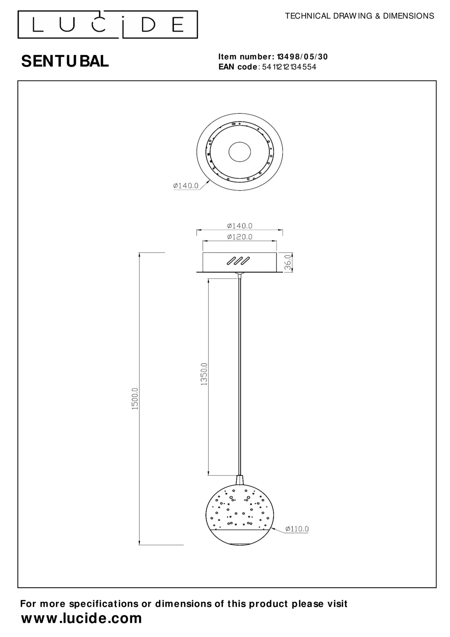 SENTUBAL - Hanglamp - Ø 14 cm - LED - 1x6,3W 2700K - Zwart*Lucide Flash Sale