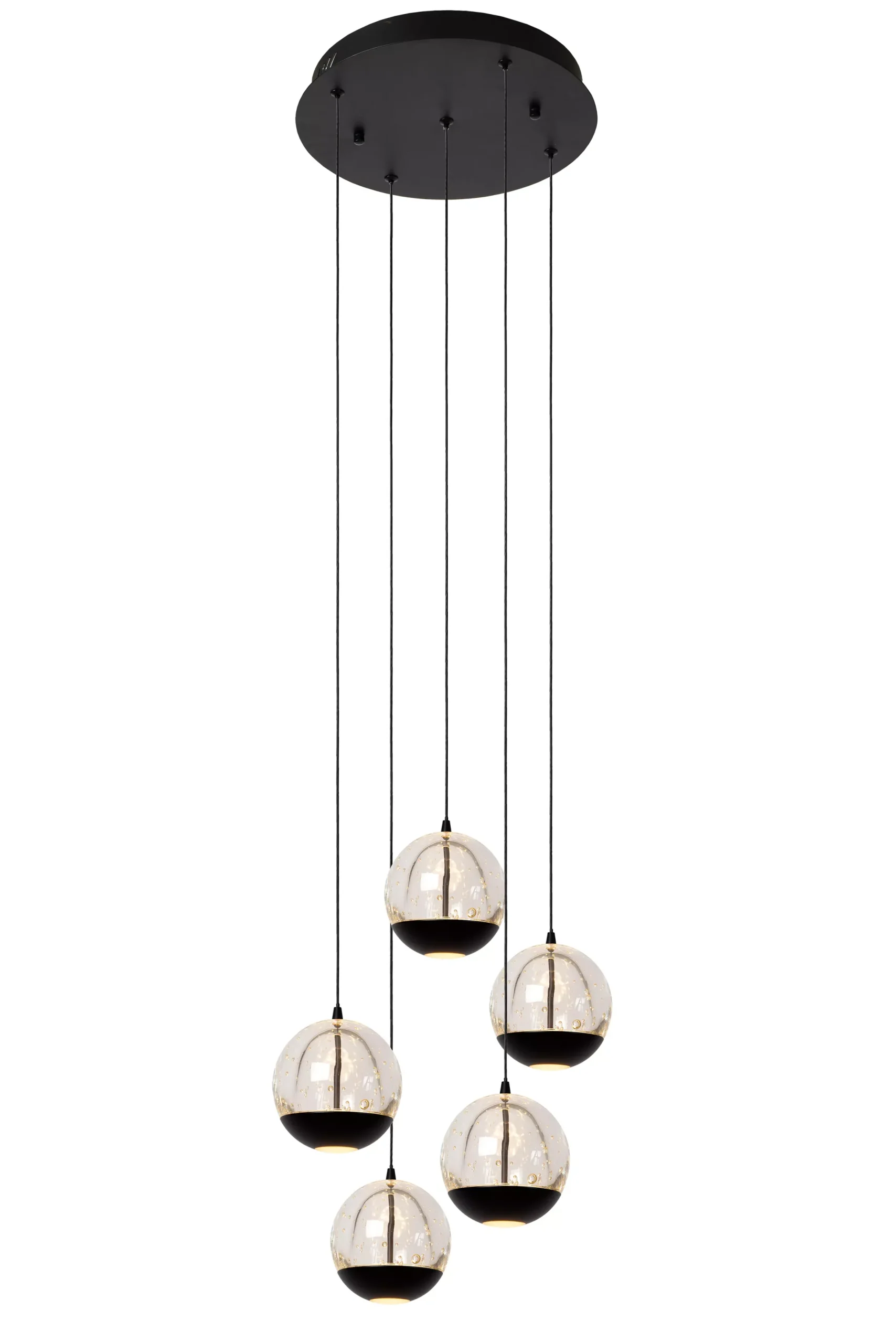 SENTUBAL - Hanglamp - Ø 35 cm - LED Dimb. - 5x5,2W 2700K - Zwart*Lucide Online