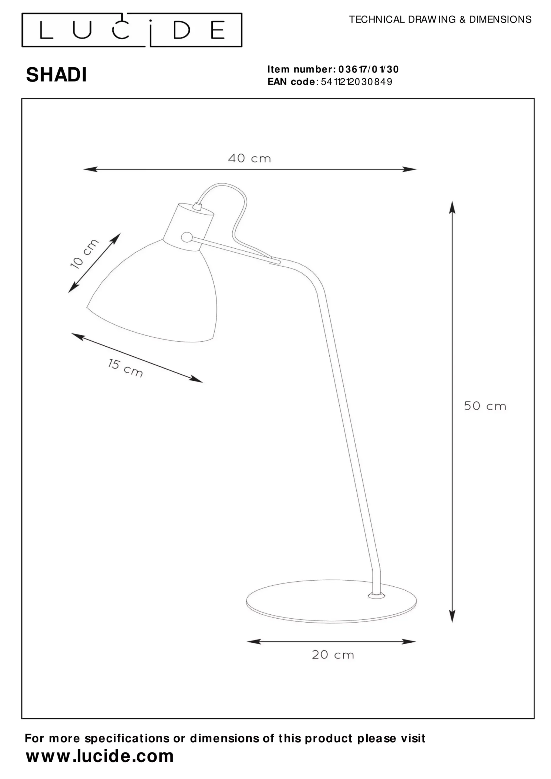 SHADI - Bureaulamp - Ø 20 cm - 1xE14 - Zwart*Lucide Online