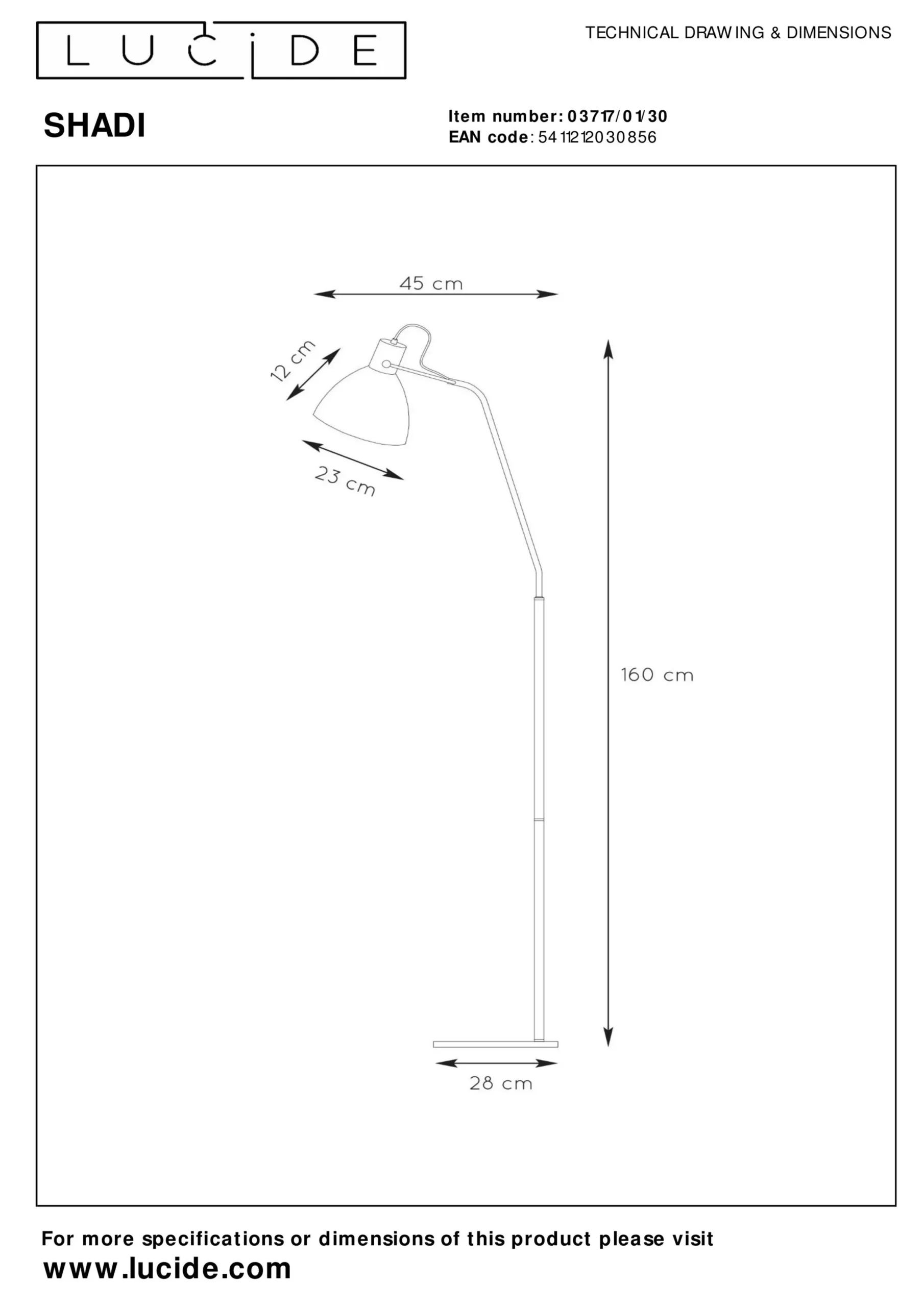 SHADI - Leeslamp - 1xE27 - Zwart*Lucide Hot