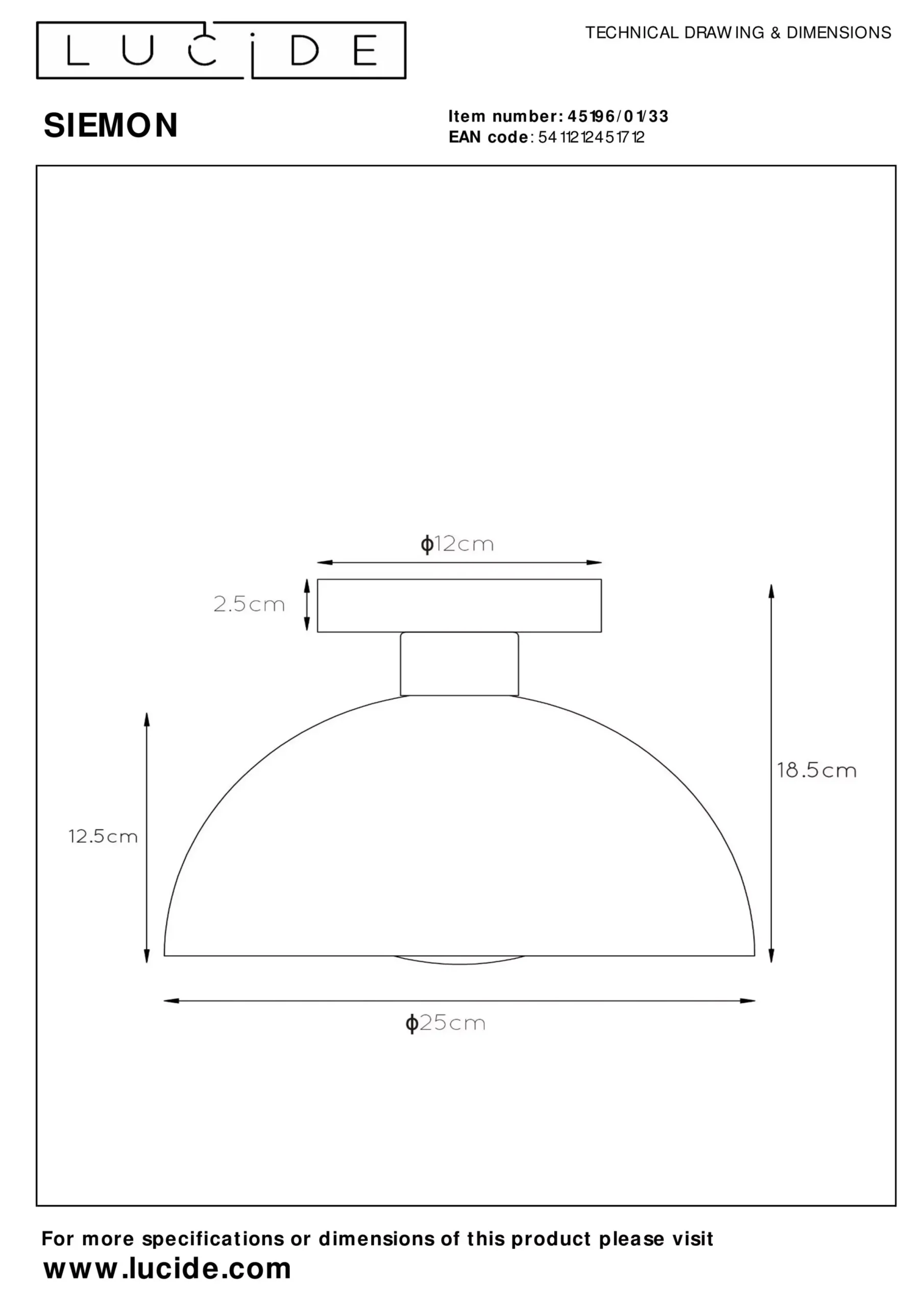 SIEMON - Plafonnière - Ø 25 cm - 1xE27 - Groen*Lucide Sale