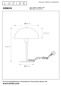 SIEMON - Tafellamp - Ø 25 cm - 1xE14 - Zwart*Lucide Clearance