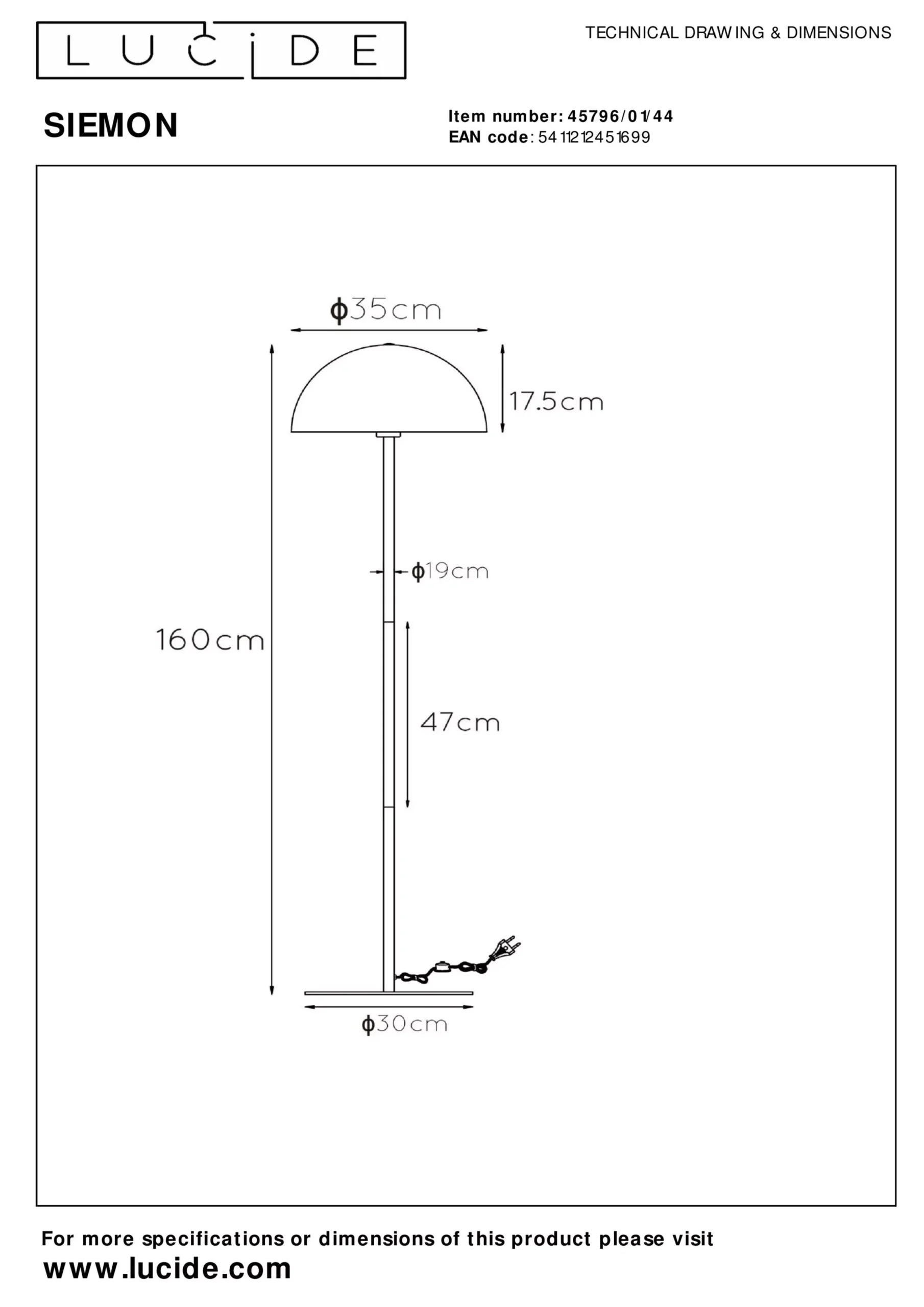 SIEMON - Vloerlamp - Ø 35 cm - 1xE27 - Okergeel*Lucide Cheap