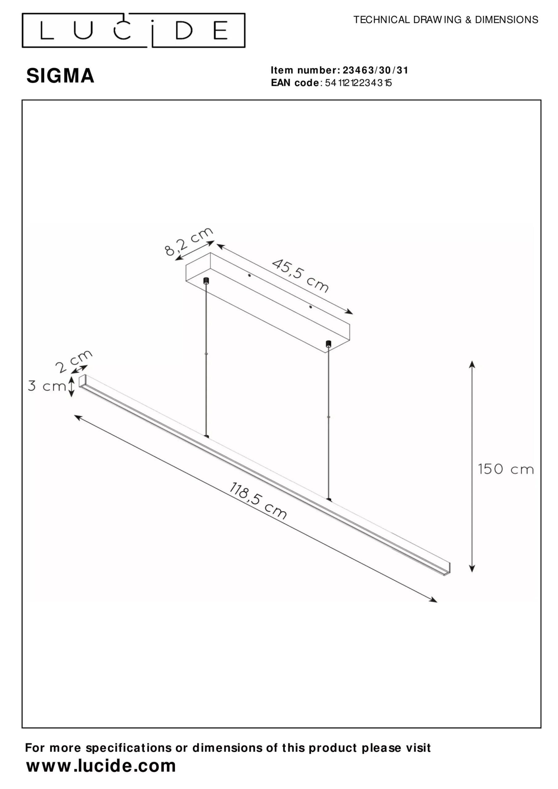 SIGMA - Hanglamp - LED Dimb. - 1x30W 2700K - Wit*Lucide Sale
