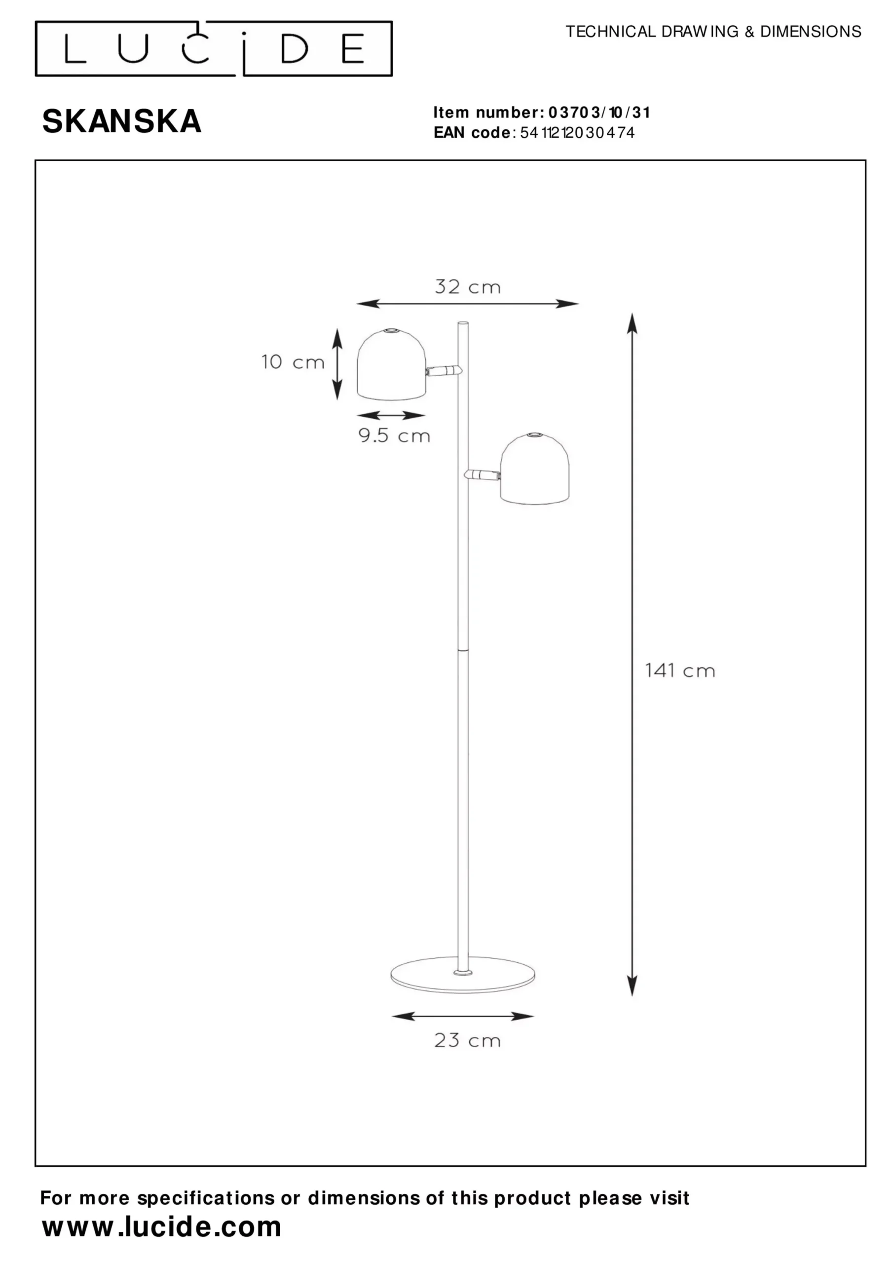 SKANSKA - Vloerlamp - LED Dimb. - 2x5W 3000K - Wit*Lucide Flash Sale