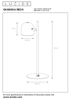 SKANSKA RECH - Oplaadbare Leeslamp Binnen/Buiten - Accu/Batterij - LED Dimb. - CCT - 1x3W 3000K/6000K - IP44 - Grijs ijzer*Lucide Clearance