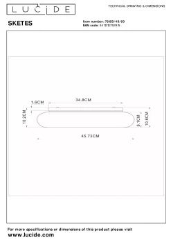 SKETES - Plafonnière - Ø 45,7 cm - LED Dimb. - CCT - 1x24W 2700K/4000K - Transparant*Lucide New