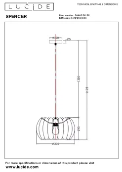SPENCER - Hanglamp - Ø 30 cm - 1xE27 - Zwart*Lucide Cheap