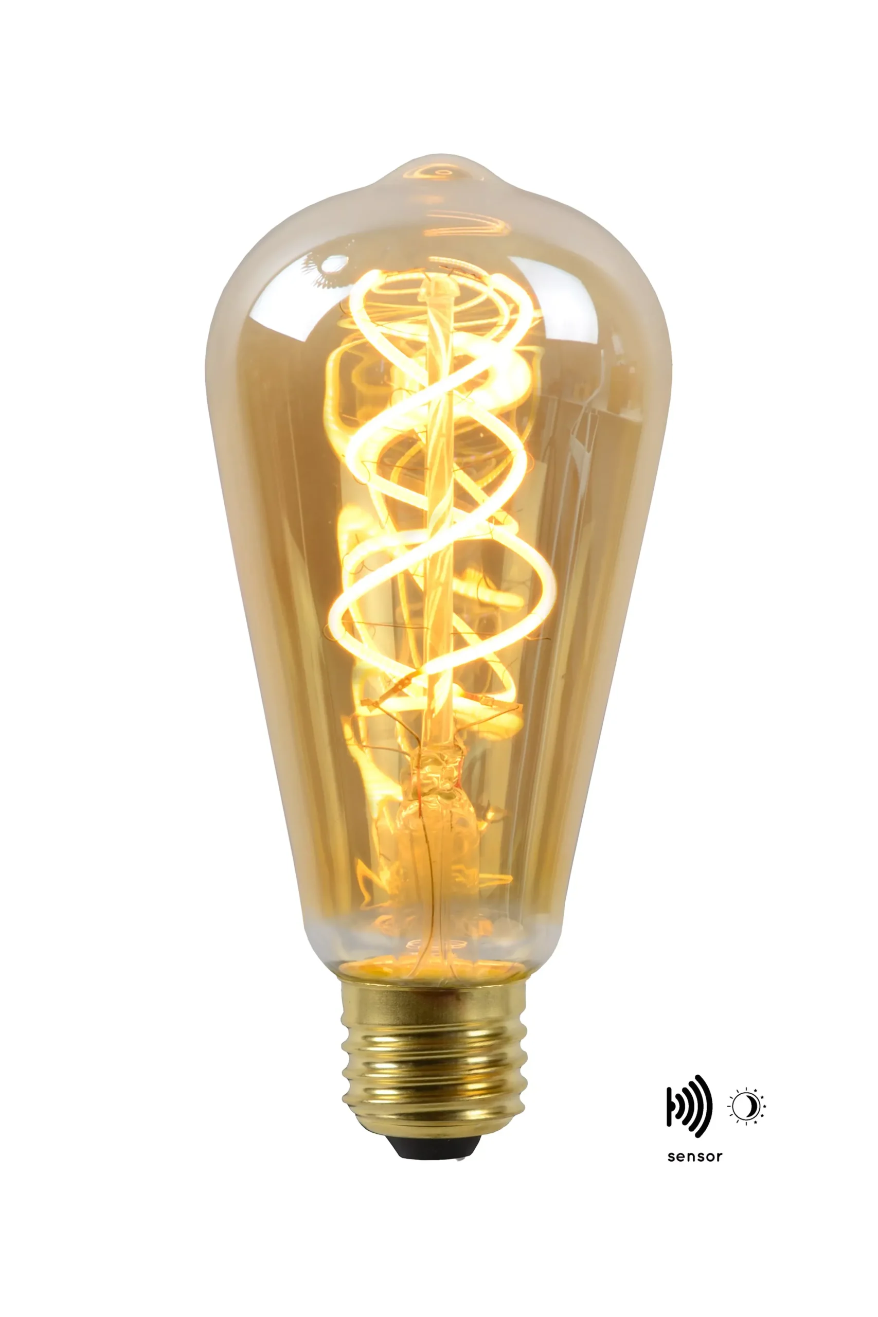 ST64 TWILIGHT SENSOR - Filament lamp - Ø 6,4 cm - LED - E27 - 1x4W 2200K - Dag/nacht sensor - Amber*Lucide Shop