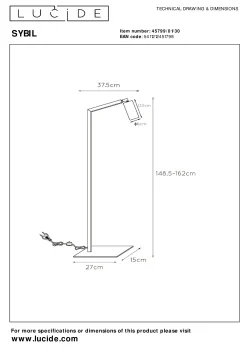 SYBIL - Leeslamp - 1xGU10 - Zwart*Lucide Fashion