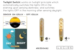 T32 TWILIGHT SENSOR - Filament lamp - Ø 3 cm - LED - E27 - 1x4W 2200K - Dag/nacht sensor - Amber*Lucide Discount
