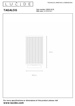 TAGALOG - Tafellamp - Ø 15 cm - 1xE27 - Zwart*Lucide Online