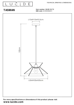 TASMAN - Hanglamp - 1xE27 - Naturel*Lucide Best