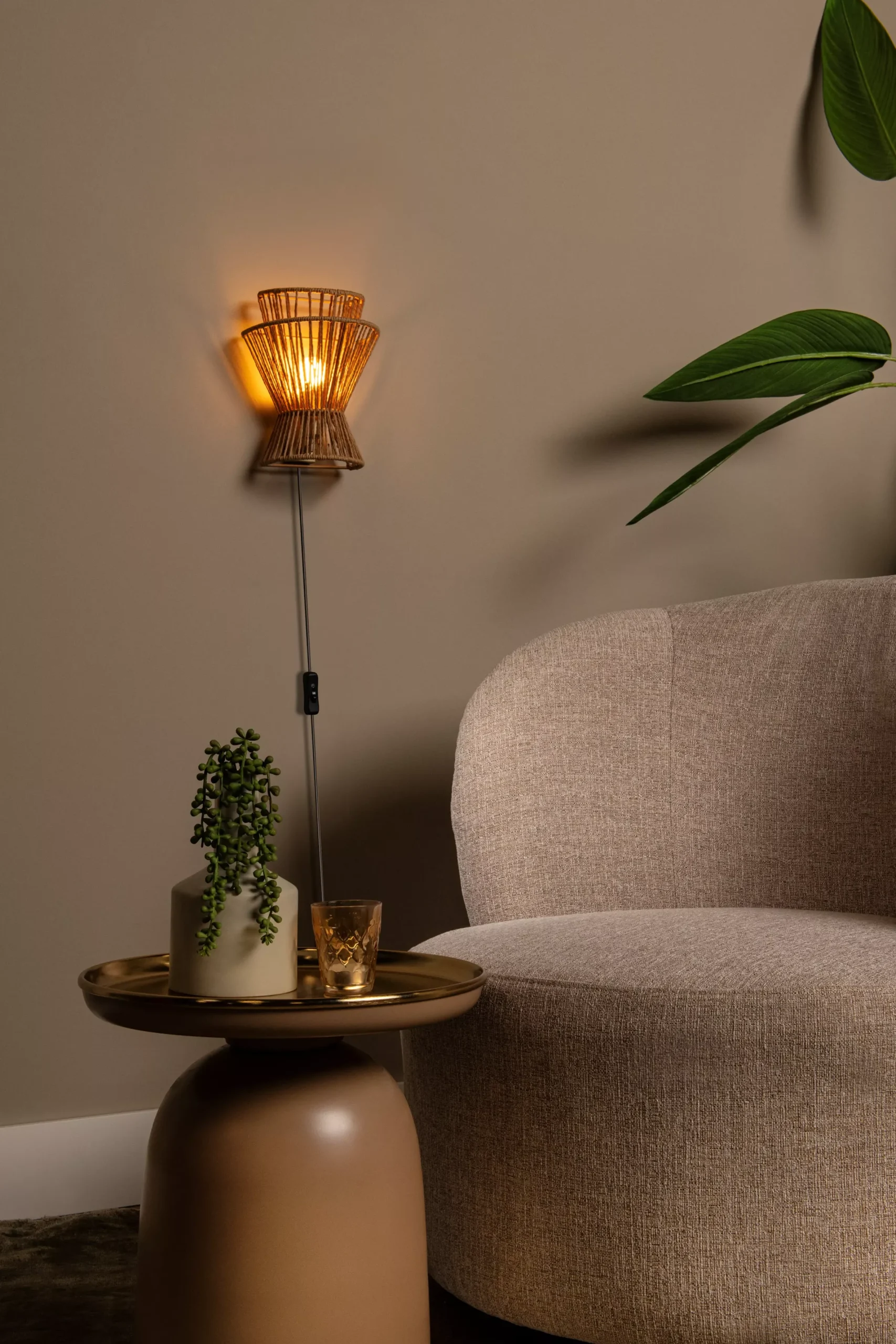 TASMAN - Wandlamp - 1xE14 - Naturel*Lucide Store