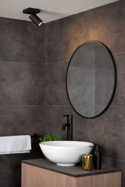 TAYLOR - Plafondspot Badkamer - LED Dim to warm - GU10 - 1x5W 2200K/3000K - IP44 - Zwart*Lucide Online