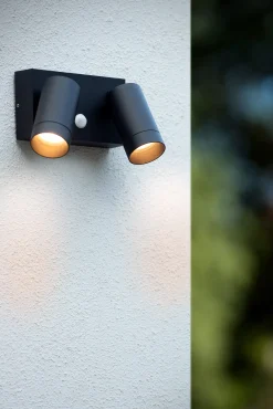 TAYLOR - Wandspot / Wandlamp Binnen/Buiten - 2xGU10 - IP54 - Beweging & dag/nacht sensor - Zwart*Lucide Best Sale