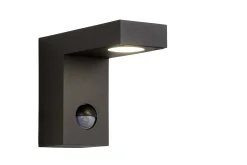 TEXAS-IR - Wandspot / Wandlamp Binnen/Buiten - LED - 1x7W 3000K - IP54 - Beweging & dag/nacht sensor (uitschakelbaar) - Antraciet*Lucide Store