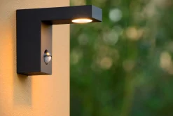 TEXAS-IR - Wandspot / Wandlamp Binnen/Buiten - LED - 1x7W 3000K - IP54 - Beweging & dag/nacht sensor (uitschakelbaar) - Antraciet*Lucide Store