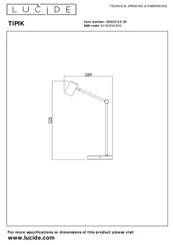 TIPIK - Oplaadbare Tafellamp - Accu/Batterij - LED 3 StepDim - 1x3W 2700K - Zwart*Lucide Discount