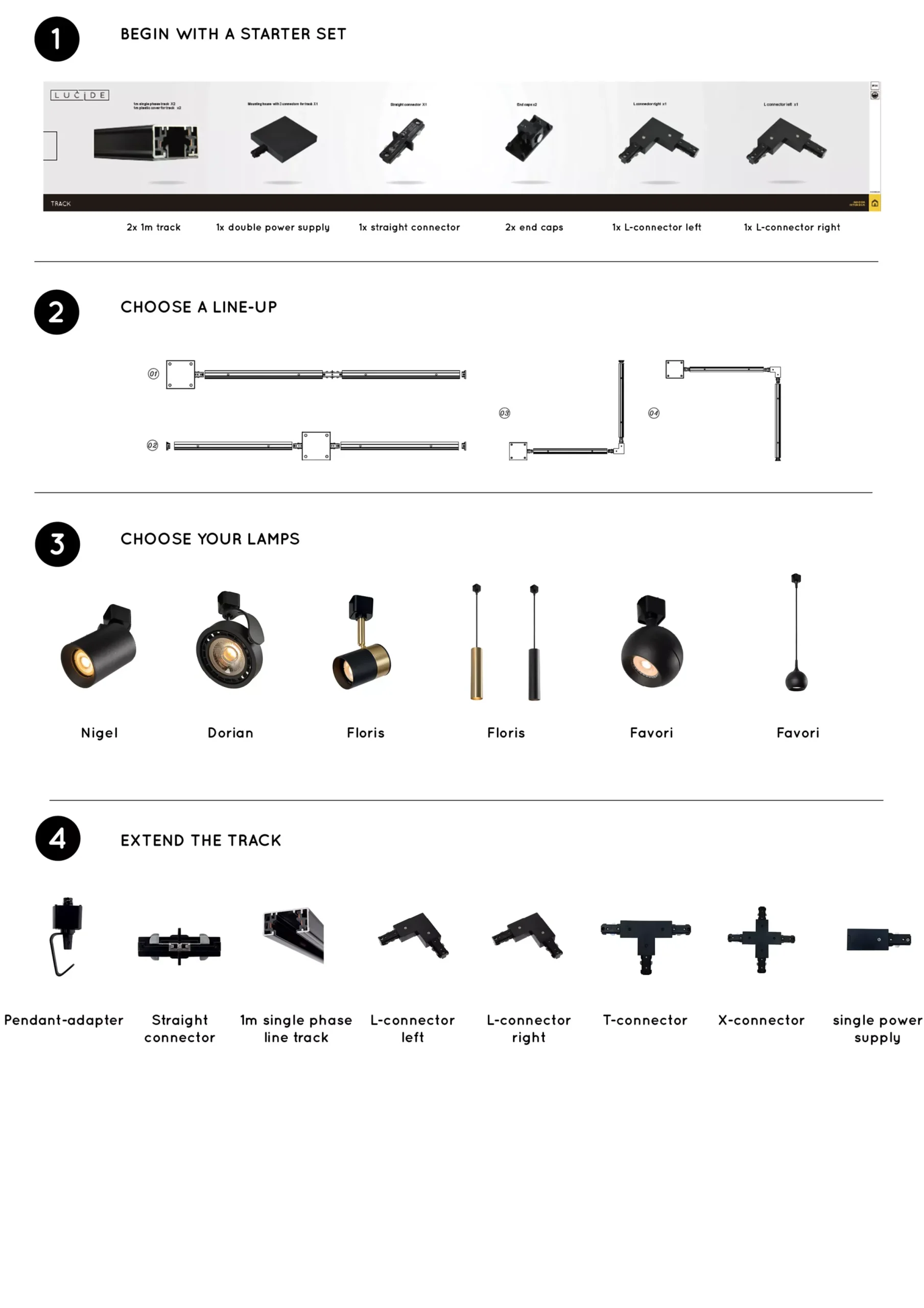 TRACK DORIAN Railspot - 1-fase Railsysteem / Railverlichting - 1xES111 - Zwart (Uitbreiding)*Lucide Sale