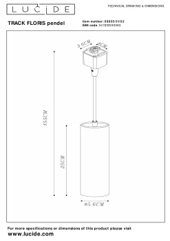 TRACK FLORIS Hanglamp - 1-fase Railsysteem / Railverlichting - 1xGU10 - Mat Goud / Messing (Uitbreiding)*Lucide Cheap