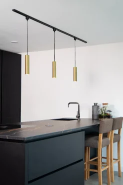TRACK FLORIS Hanglamp - 1-fase Railsysteem / Railverlichting - 1xGU10 - Mat Goud / Messing (Uitbreiding)*Lucide Cheap