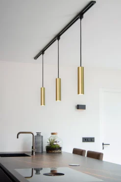 TRACK FLORIS Hanglamp - 1-fase Railsysteem / Railverlichting - 1xGU10 - Mat Goud / Messing (Uitbreiding)*Lucide Cheap
