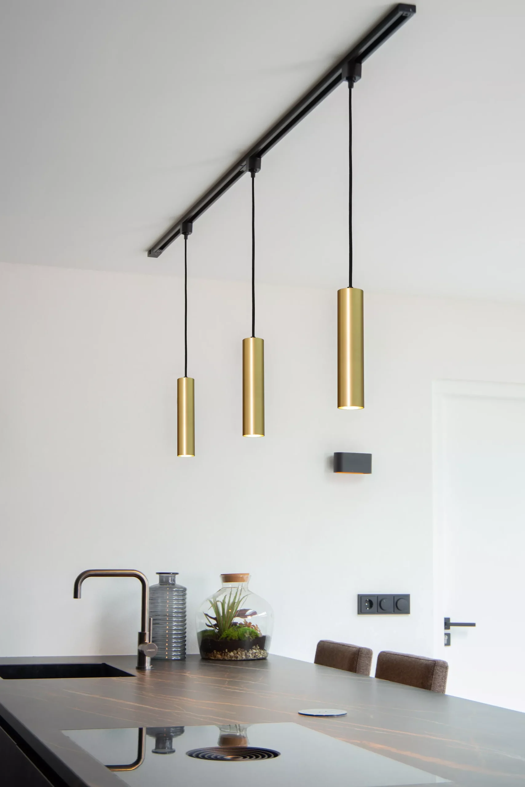 TRACK FLORIS Hanglamp - 1-fase Railsysteem / Railverlichting - 1xGU10 - Mat Goud / Messing (Uitbreiding)*Lucide Cheap