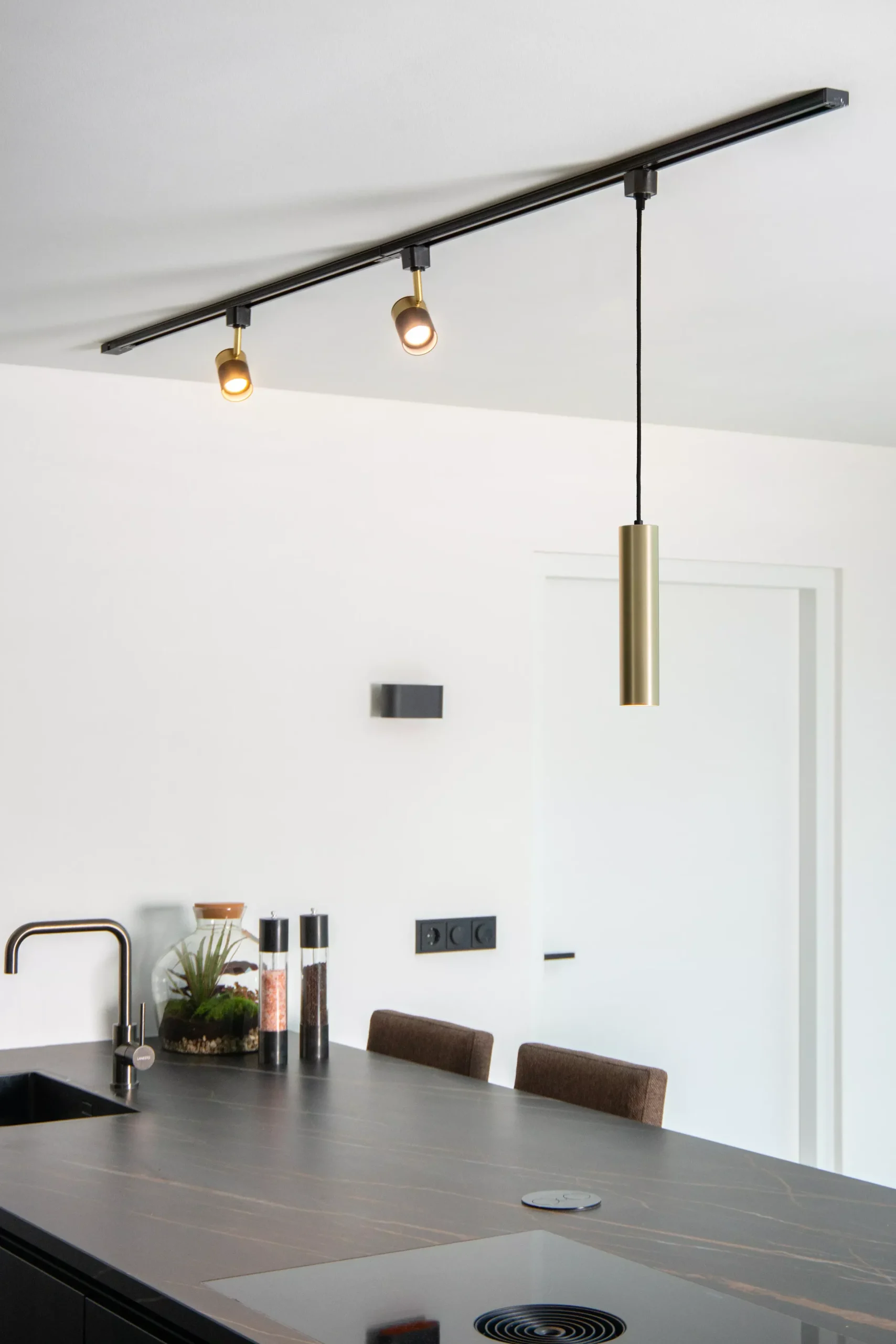 TRACK FLORIS Hanglamp - 1-fase Railsysteem / Railverlichting - 1xGU10 - Mat Goud / Messing (Uitbreiding)*Lucide Cheap