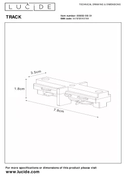 TRACK I-koppelstuk - 1-fase Railsysteem / Railverlichting - Wit (Uitbreiding)*Lucide Sale