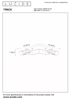 TRACK L-koppelstuk - 1-fase Railsysteem / Railverlichting - Rechts - Zwart (Uitbreiding)*Lucide Shop