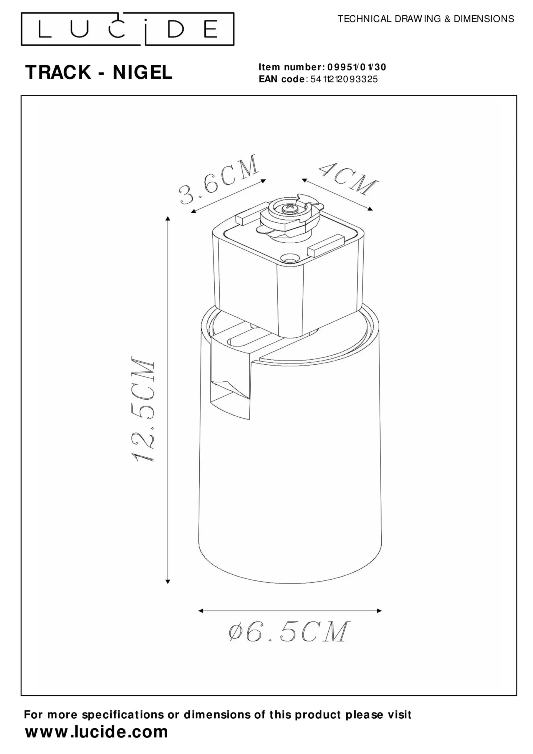 TRACK NIGEL Railspot - 1-fase Railsysteem / Railverlichting - 1xGU10 - Zwart (Uitbreiding)*Lucide Cheap