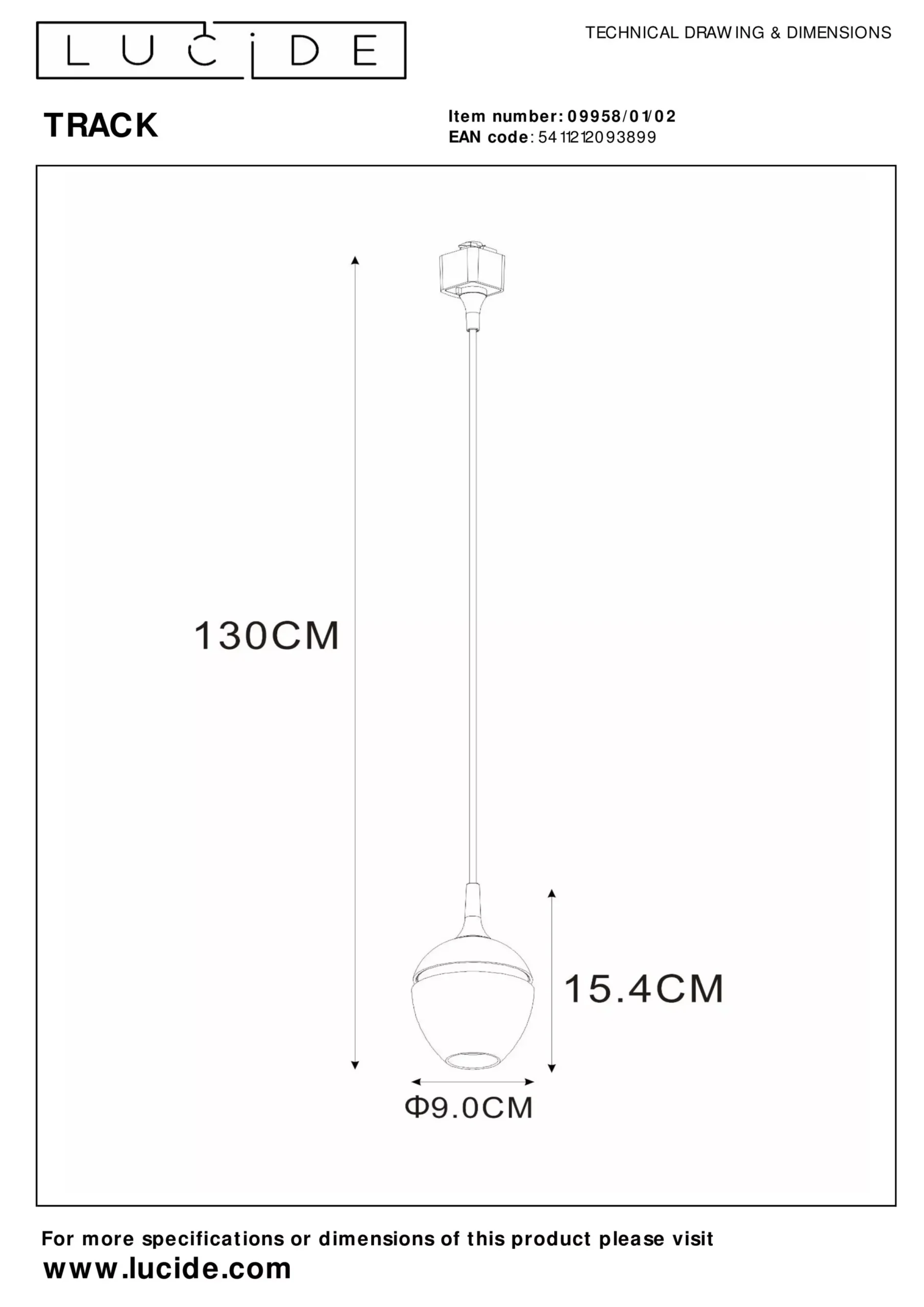 TRACK PRESTON Hanglamp - 1-fase Railsysteem / Railverlichting - 1xGU10 - Mat Goud / Messing (Uitbreiding)*Lucide Best