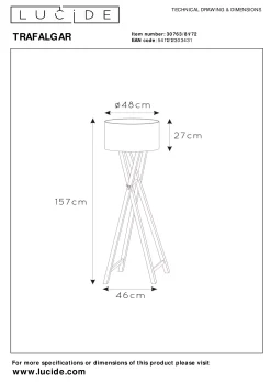 TRAFALGAR - Vloerlamp - Ø 48 cm - 1xE27 - Naturel*Lucide Clearance