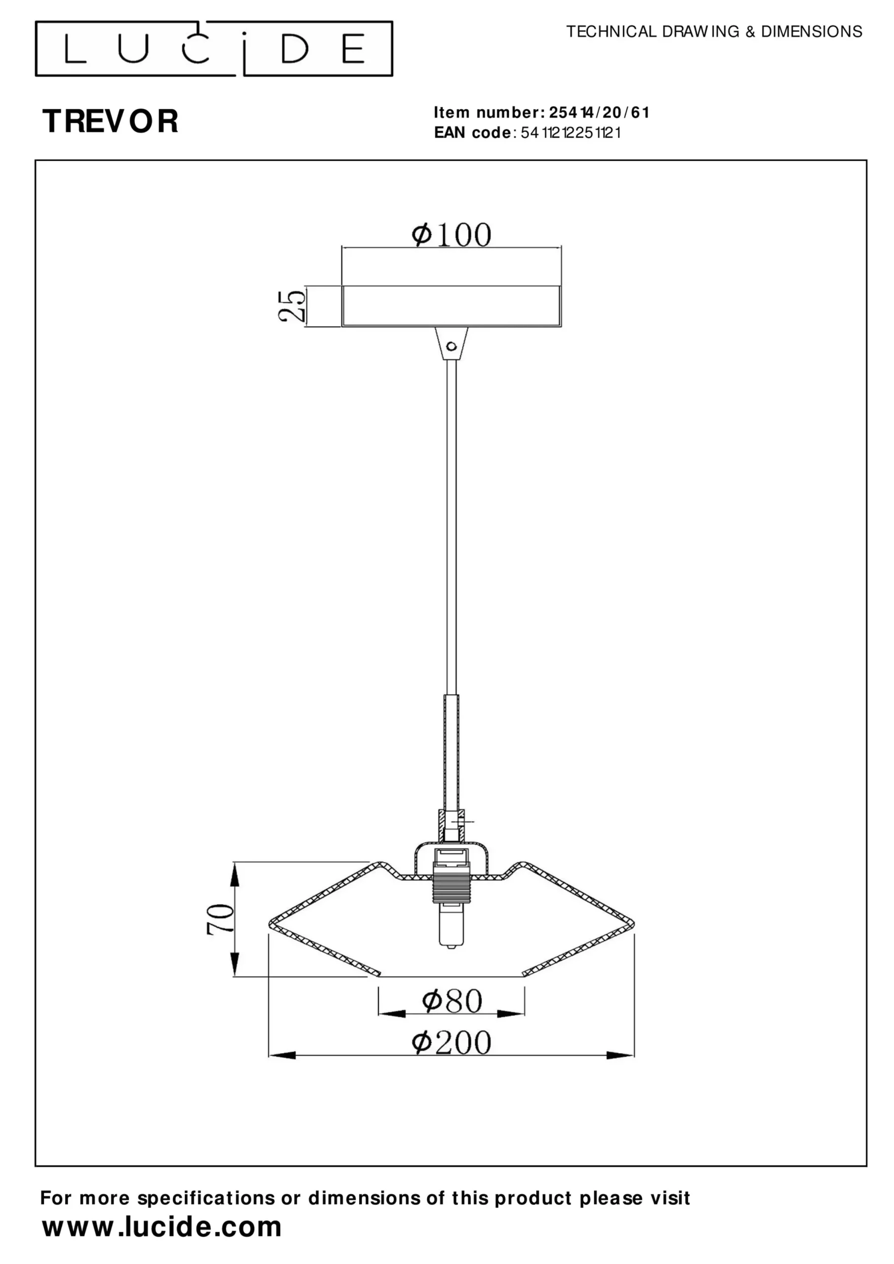 TREVOR - Hanglamp - Ø 20 cm - 1xG9 - Opaal*Lucide Discount