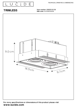 TRIMLESS - Inbouwspot - 2xGU10 - Zwart*Lucide Outlet