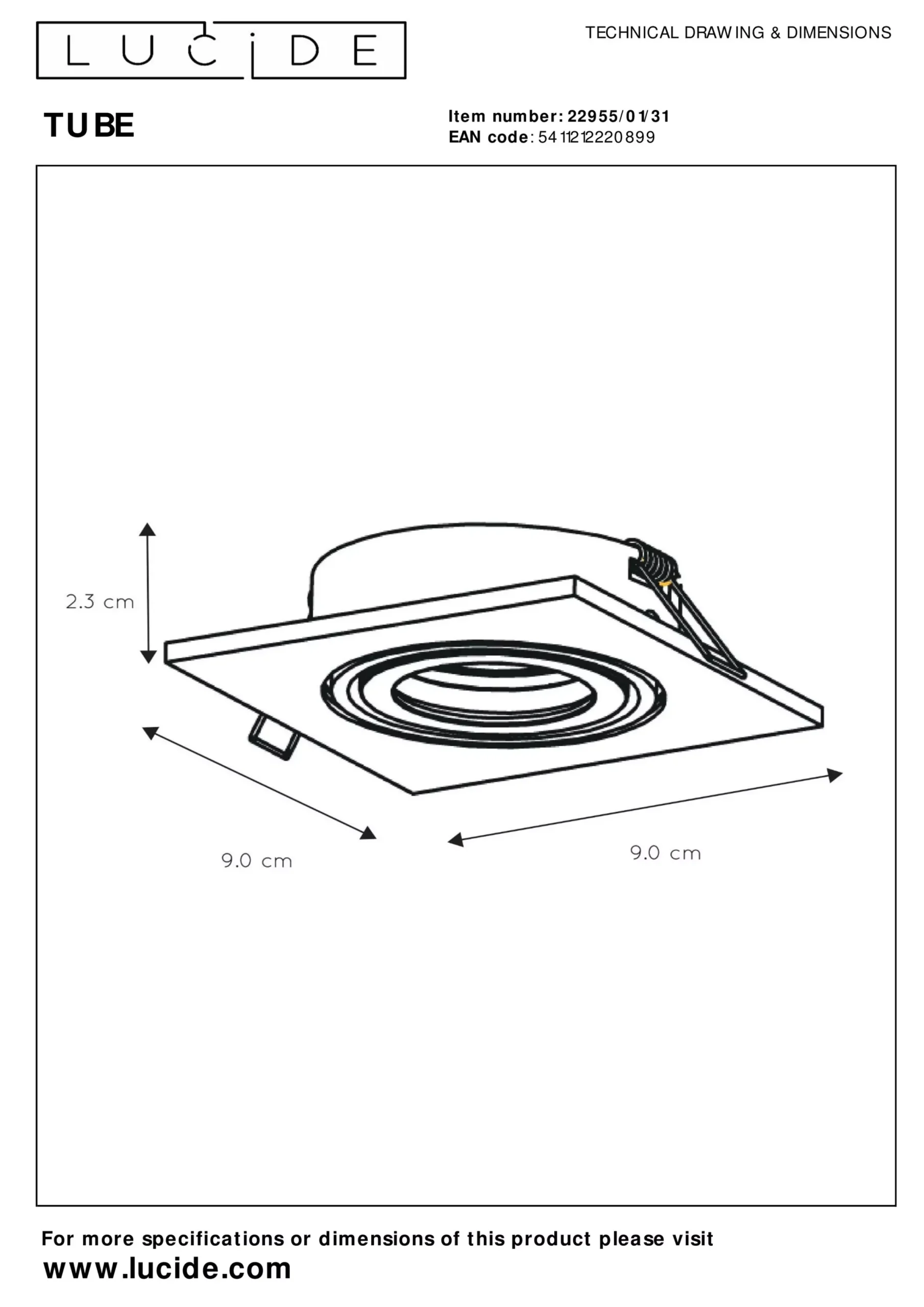 TUBE - Inbouwspot - 1xGU10 - Wit*Lucide Best