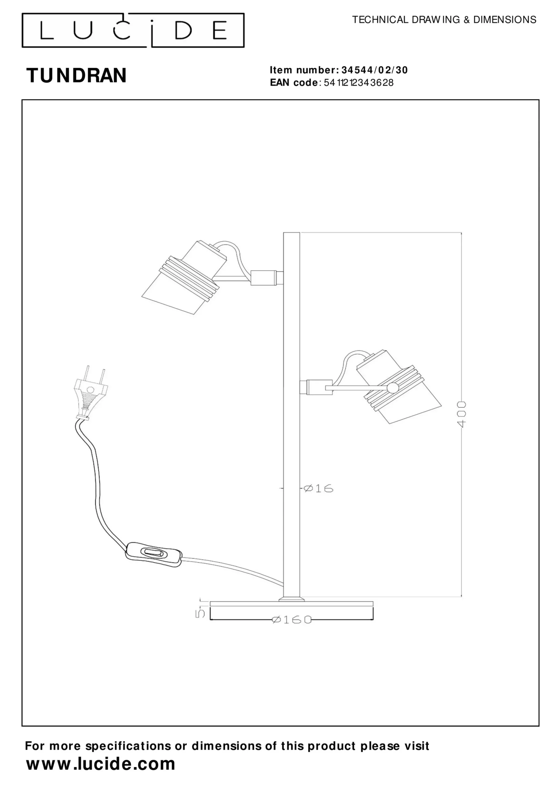 TUNDRAN - Tafellamp - 2xGU10 - Zwart*Lucide Outlet